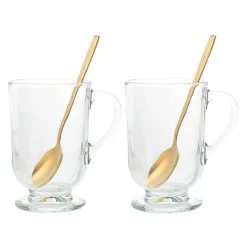 Szklanka na stópce WERONA, kpl. 2 szt. z łyżeczkami 310 ml