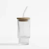 Szklanki I Kubki|inny Szklanka ryflowana z bambusową pokrywką i słomką 320 ml