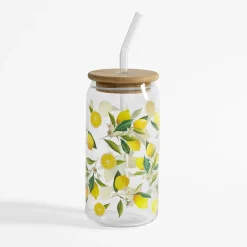 inny Szklanka z bambusową pokrywką i słomką CYTRYNY 500 ml