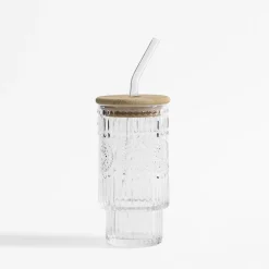 inny Szklanka z bambusową pokrywką i słomką 320 ml