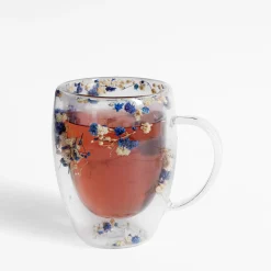 Szklanki I Kubki|inny Szklanka z podwójną ścianką NIEBIESKIE KWIATY 350 ml