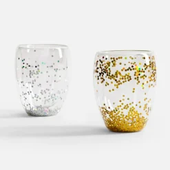 inny Szklanka z podwójną ścianką ze srebrnym konfetti 350 ml