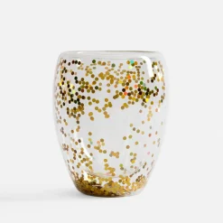 inny Szklanka z podwójną ścianką ze złotym konfetti 350 ml