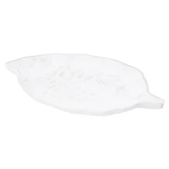 Talerz dekoracyjny biały LIŚĆ 30 cm