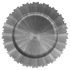Talerz dekoracyjny podtalerz metaliczny szary 33 cm
