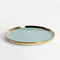 Talerze| Talerz deserowy błękitna mięta AURORA GOLD 20 cm