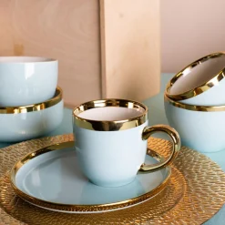 Talerze| Talerz deserowy błękitna mięta AURORA GOLD 20 cm