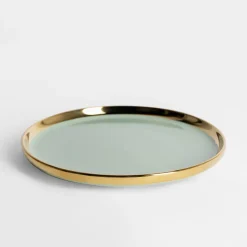 Talerze| Talerz deserowy jasna zieleń AURORA GOLD 20 cm