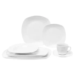 Talerze| Talerz deserowy porcelanowy QUADRO biały 20,9 x 19 cm