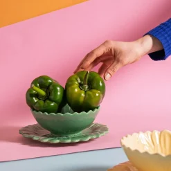 Talerze|inny Talerz deserowy zielony kwiatek 21 cm