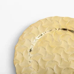 inny Talerz ozdobny podtalerz w liście złoty 33 cm