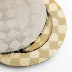 inny Talerz szachownica podtalerz złoty 33 cm