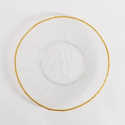 Talerze| Talerz szklany ze złotym rantem 31 cm