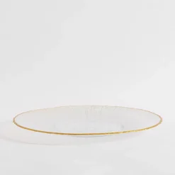 Talerze| Talerz szklany ze złotym rantem 31 cm