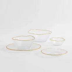 Talerze| Talerz szklany ze złotym rantem 31 cm