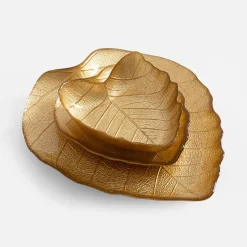 inny Talerz złoty LIŚĆ 28 cm