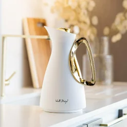 Vialli Design Termos ze szklanym wkładem, biało-złoty ALESSIA 1 l