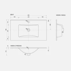 inny Umywalka wpuszczana w blat PLAN 80 cm