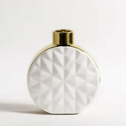 Wazony| Wazon biało-złoty okrągły 20 cm