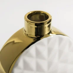 Wazony| Wazon biało-złoty okrągły 20 cm