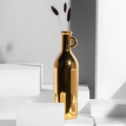 Wazony|inny Wazon butelka złoty 31 cm
