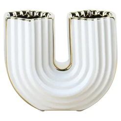 Wazony| Wazon geometryczny biało-złoty 12 cm