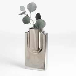 Wazony|inny Wazon geometryczny srebrny 23,5 cm