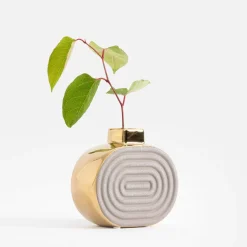 Wazony|inny Wazon glamour szaro-złoty 15 cm