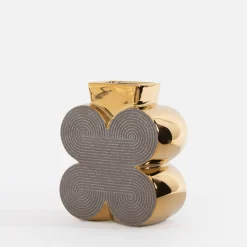 Wazony|inny Wazon nowoczesny szaro-złoty 15 cm