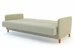 Wersalki|Sofy| Wersalka beżowa z nóżkami z jasnego drewna METEO