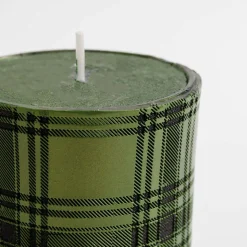inny Świeca walec KRATA czarna/zieleń 6,5x8 cm