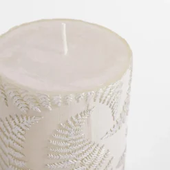 Świece, Świeczniki I Latarenki|inny Świeca walec PAPROĆ len/srebro 6,5x8 cm