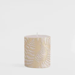 inny Świeca walec PAPROĆ szampan 6,5x8 cm