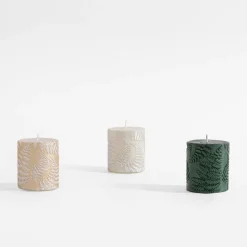 inny Świeca walec PAPROĆ szampan 6,5x8 cm