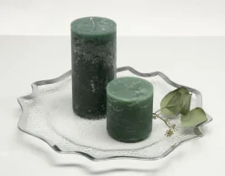 Świece, Świeczniki I Latarenki| Świeca zielona RUSTIC 6,5x8 cm