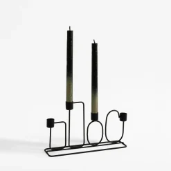 inny Świece stołowe czarno - złote 25 cm, 2 sztuki