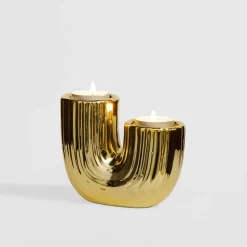 inny Świecznik dekoracyjny złoty na 2 wkłady tealight