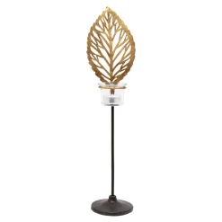 Świece, Świeczniki I Latarenki| Świecznik metalowy LIŚĆ na 1 tealighta 45 cm