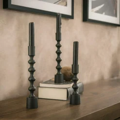 Świece, Świeczniki I Latarenki| Świecznik na jedną świecę czarny 23 cm