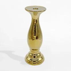 Świece, Świeczniki I Latarenki| Świecznik na jedną świecę zdobiony złoty 29 cm