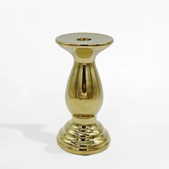 Świece, Świeczniki I Latarenki|inny Świecznik na jedną świeczkę zdobiony złoty 21 cm