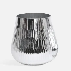 inny Świecznik szklany GLAMOUR srebrny 15x15 cm