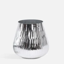 inny Świecznik szklany GLAMOUR srebrny 12 cm