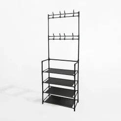 inny Wieszak stojący z półkami czarny 60x26x157 cm