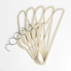 Okey Wieszak welurowy beżowy VELVET, komplet 5 szt.