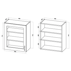 Szafki Kuchenne| Witryna BASIC PLUS BP/G60W dąb craft złoty