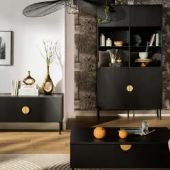 Witryny|inny Witryna do salonu czarna MOND