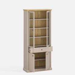 Witryny|Esteti Witryna do salonu wysoka IDELLO taupe dąb kamienny