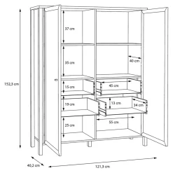 Witryny|FORTE Witryna industrialna szklana z szufladami HIGH ROCK