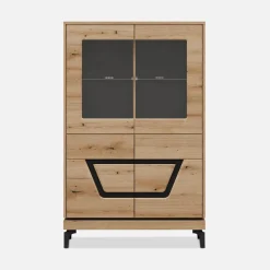 Witryny|Furni Home Witryna niska z czarnym dekorem KRIS